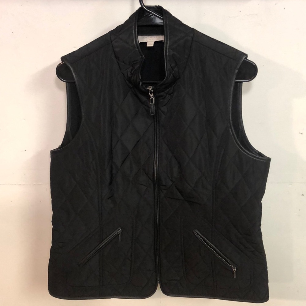 Talbots black quilted vest size medium
